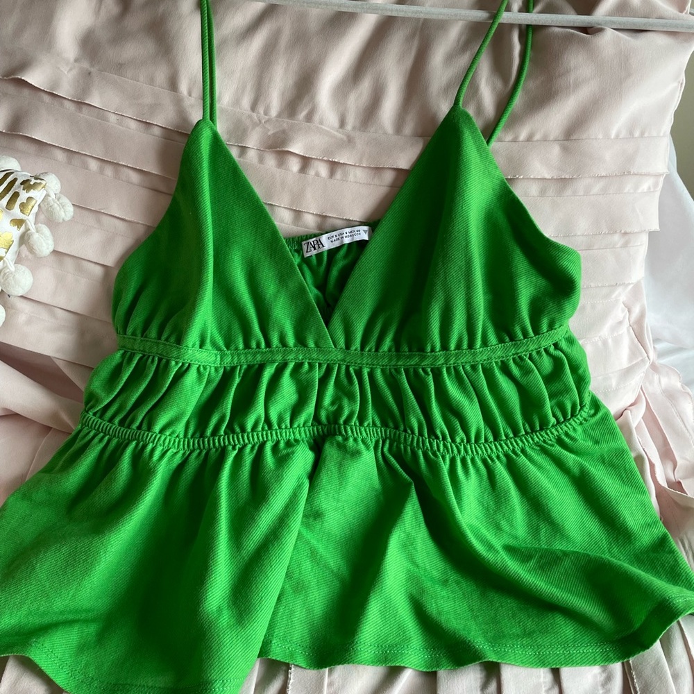 Zara Kelly Green peplum top